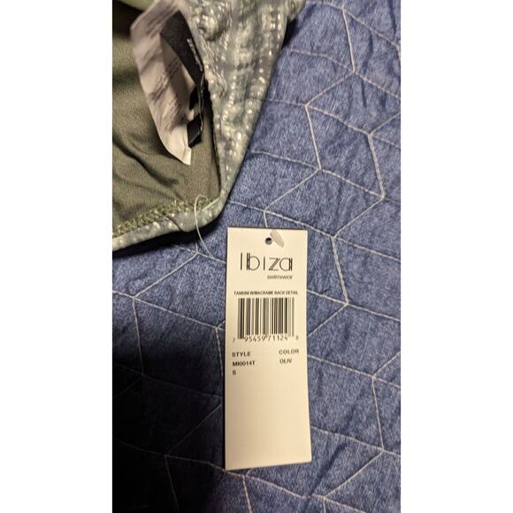 NEW Ibiza Swim Size S Tankini with Macrame Back Detail PADs included Green - Picture 4 of 9